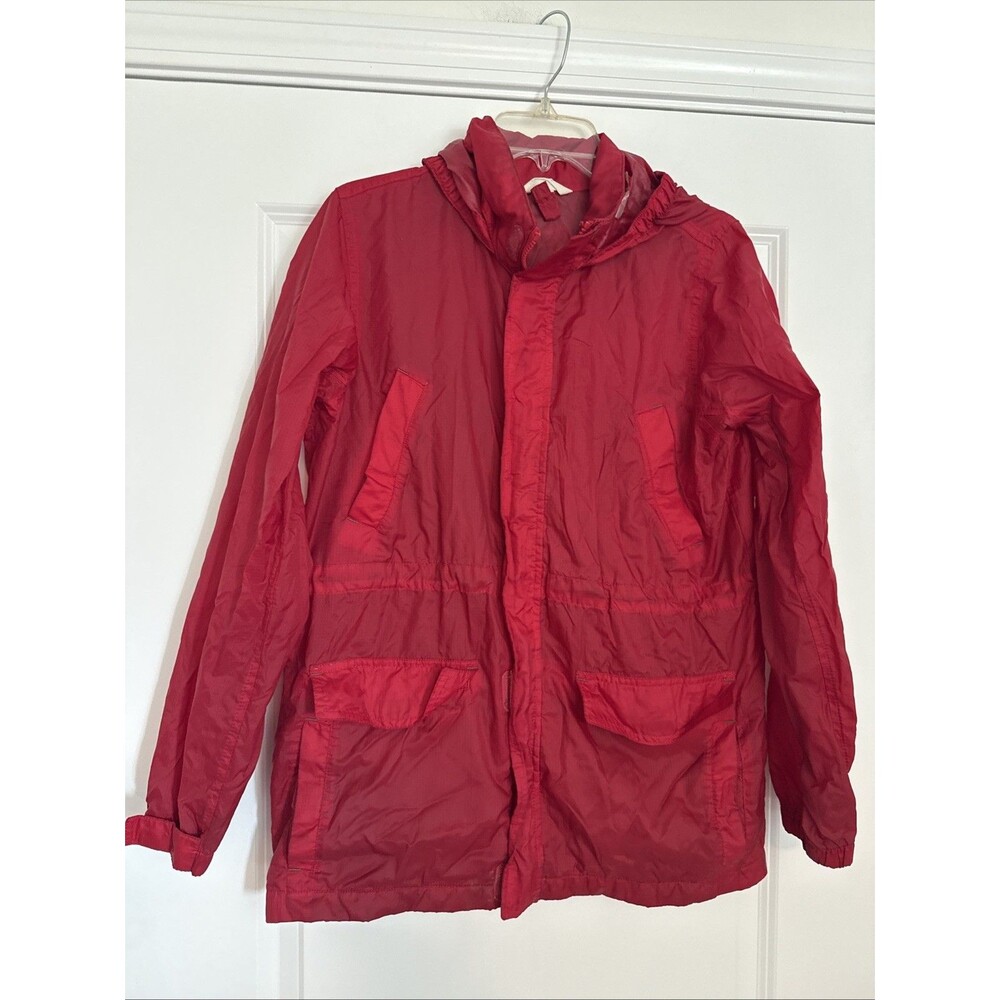 Lands' End Kids Red Rain Jacket YOUTH LARGE 12-14 FLAW